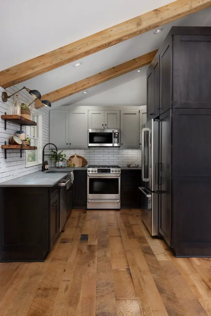 two tone gray cabinets