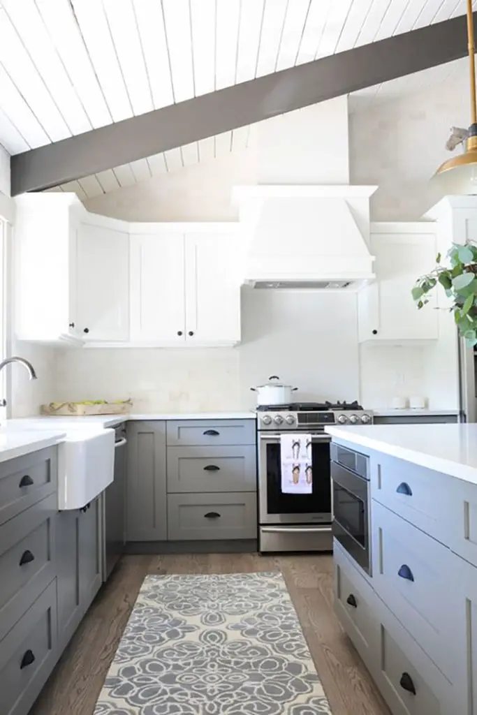 white and blue grey cabinets