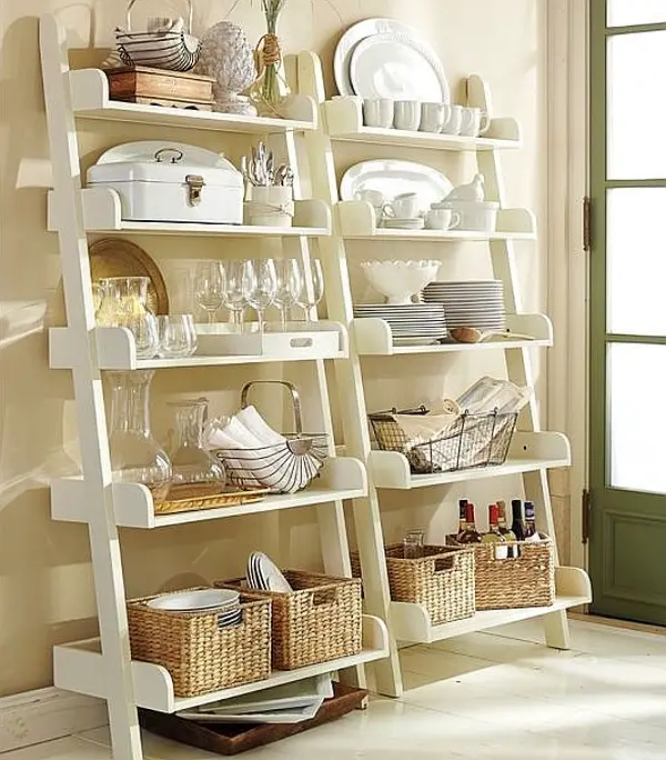 ladder shelves in pantry