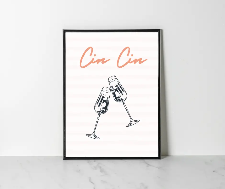 Cin Cin Cheers art sign